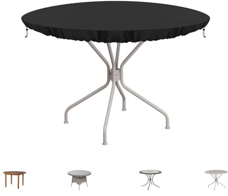 SIMPHAUS Housse de Protection Exterieur Table Basse Petite Housse Table Basse Salon de Jardin Housse pour Plateau de Petite Table Ronde Housse Table Bistrot Anti UV 420D Tissu Oxford Ø92x10cm