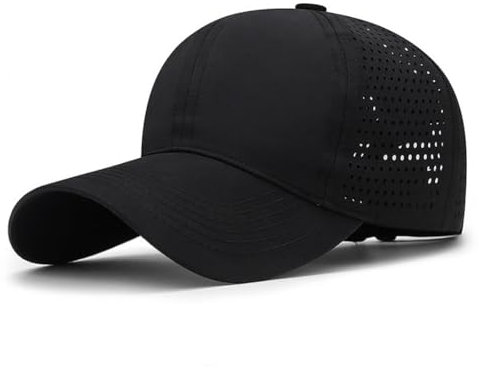 MQLSAERI 1 Stück Mesh Baseball Kappe, Atmungsaktive Schnell Trocknend Basecap, Masche Freizeit UV Baseballmütze Sport Cap Verstellbar - Schwarz