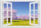 timalo Wandbild Outdoor wetterfeste Bilder für draußen | Gartenbilder Innen & Außen | Landschaftsbilder Acryl Glas Fensterblick Effekt | 100x50cm Natur Feld Kirschblüte