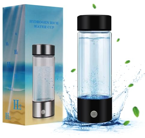 Generador de Agua de Hidrógeno, Botella de Agua de Hidrógeno Portátil, Botella Lonisator Portátil 420 ML, Carga USB Portátil para Casa, La Oficina o de Viaje (Negro)