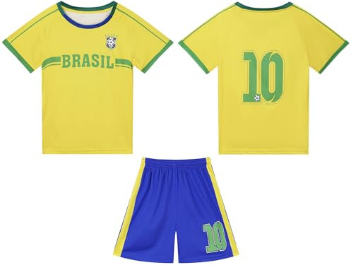 World Cup/Copa America and Argentina Brazil Portugal France Soccer Jerseys for Boys, Girls and Youth, Yellow, 22
