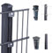 HORI® Doppelstabmattenzaun 656 Basic | Komplett-Set: je 251 cm Gittermatten | Pfosten wahlweise mit Klemmhalter, Abdeckschiene und Eckpfosten I Anthrazit RAL 7016 I Höhe 143 cm I Länge 12.5 m