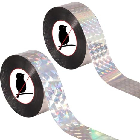 SSKHE Bird Scare Reflektierendes Klebeband, 100 m, doppelseitig, reflektierend, holografisch, Regenbogen-Schreckband für Bauernhöfe, Gärten und Dächer