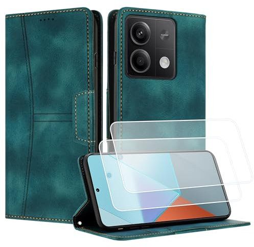 Yihaoyard Funda para Xiaomi Redmi Note 13 4G - Carcasa Libro con Solapa Abatible, Soporte Plegable y Cierre Magnético, Monedero con Tarjetero para Teléfono Móvil (Verde)