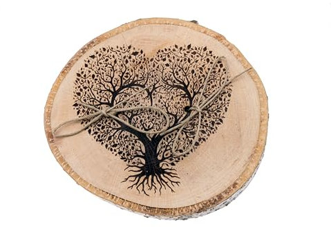 generico Porte-anneaux en bois pour mariage, porte-bagues, alliances, arbre de vie en forme de cœur (hêtre 10/11 cm)