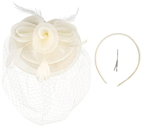 COSMEVIVI Fascinator Hut Für Frauen Mit Feder Und Netz Abnehmbarer Haarclip Für Hochzeiten Und Tea Parties Eleganter Brauthut