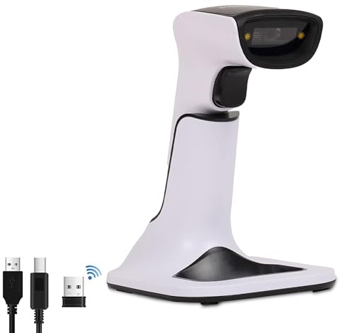 POSSAFE Kabelloser Barcodescanner | 1D 2D Handheld High-Speed Bluetooth Cradle QR Code Scanner | Präzise Scan-Genauigkeit | Langreichweiten-Scanning | Einfach zu bedienen | Ideal für Einzelhandel,