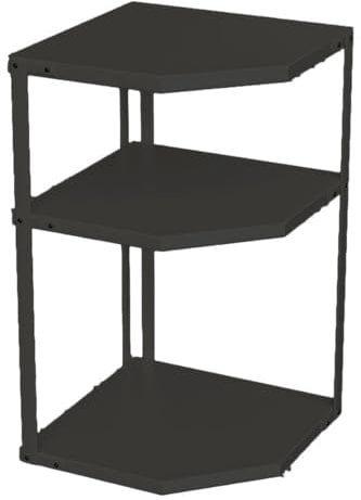 Gsycle Kleines Eckregal für die Küche, fächerförmiger stabiler Kochgeschirrständer aus Kohlenstoffstahl, platzsparender Topf- und Pfannen-Organizer (3 Layer Black 27x27x45.5cm)