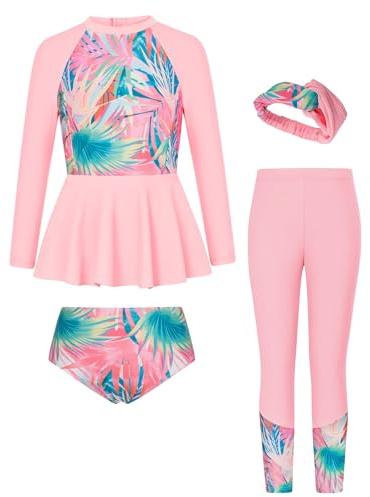 GRACE KARIN Costume da bagno per ragazze, rash guard per bambini Costume da bagno rash vest 5-14 anni, 8 anni