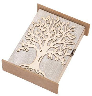 Mocrop Boite a Clef Boîte à clés en Bois avec 6 Crochets à Clés Arbre de Vie Armoire à Clés Boite a Clef Decorative Convient pour un Placement Dans les Portes, Garages, Bureaux 27.5x22x7CM