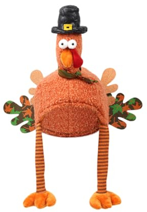 JAWSEU Truthahn Hüte Weihnachtsmütze Kostüm Mütze Lustiger Hut Plüsch Tier Hut Lustiger Plüschhut Weihnachten Partyhut Weihnachten Erntedankfest Deko Truthahnhut Festliche Mütze Kostüm Kopfbedeckung
