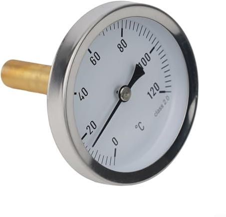 Analoges Bimetall-Thermometer mit 63 mm Zifferblatt für Zentralheizung, Heizkessel, Grills und Grills, Edelstahl- und Messingkonstruktion