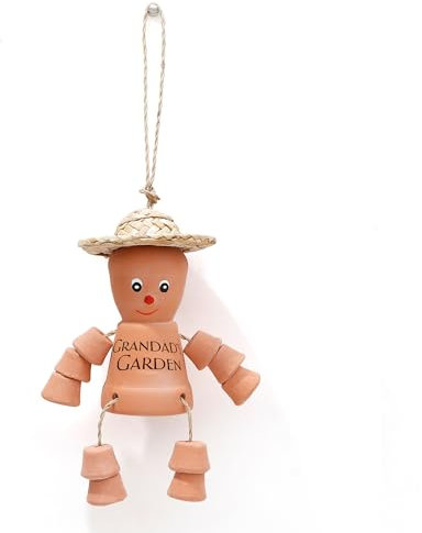 VELENTI Grandad Garden Ornament - Terracotta Flower Pot Man - Grandad Garden Gifts for Grandad - Christmas Gardener Gifts for Men - Cute Clay Plant Pot Man for Father's Day, Birthday
