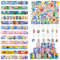 Ainvliya Lot de 74 sacs de fête Soni, 50 autocollants, 12 bandes Slap, 12 porte-clés, fournitures de sacs de fête pour enfants, garçons et filles