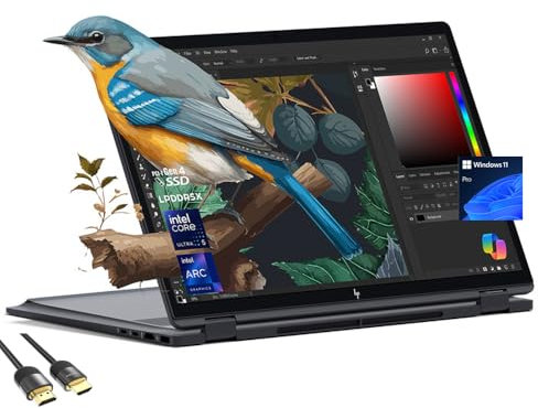 HP 2025 New 2-in-1 Laptop, OmniBook X Flip 16 Touchscreen WUXGA, Intel Core Ultra 5 226V, Intel Arc 130V GPU, 16GB LPDDR5X, 512GB Gen 4 SSD, Copilot AI, PDG HDMI Cable, US Version KB, Win 11 Pro