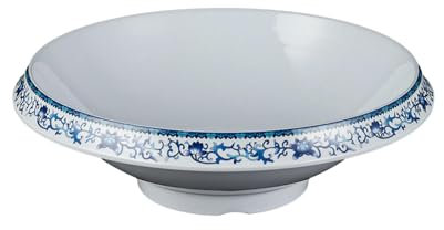 Plato de porcelana azul y blanco de estilo nórdico con esmalte comercial grueso, placa de borde ancho de 8 pulgadas de alto