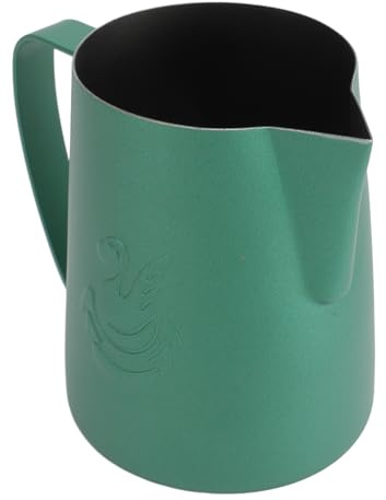 Asixxsix Milk Frothing Pitcher, 480ml 304 Stainless Steel Latte Art Steaming Pitcher with Pointed Spout and Swan Pattern, for Cappuccino Latte Coffee Accessories (Matte Green)