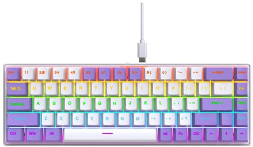 K68 RGB Gaming Keyboard, 68-Key Compact Mechanical, Orange Grey Black Tri-Color Design, Wired USB-C Connection, RGB Backlit Keys for Gaming and Office (PW)