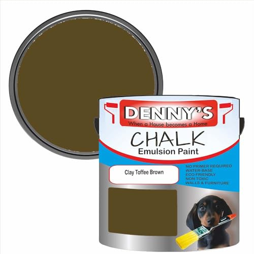 SCOOBYS PAINTS BACK IN THE MIX Chalk Emulsion Matt Paint, Water-Based, No Primer Required, For Walls and Furniture Beige, Brown Bronze, (Clay Toffee Brown, 2.5L Tin)