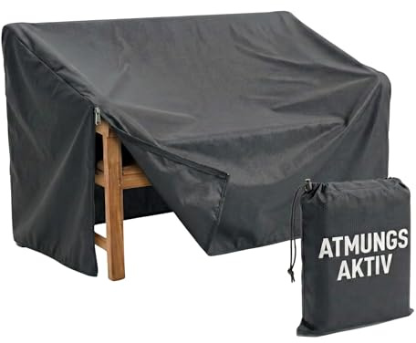 MR. DEKO Schutzhülle Gartenbank 2 Sitzer 130cm Aero Protect Dunkelgrau | Abdeckhaube Gartenmöbel Atmungsaktiv | Schutzhaube Reißfest | Abdeckung Bank Outdoor UV-beständig