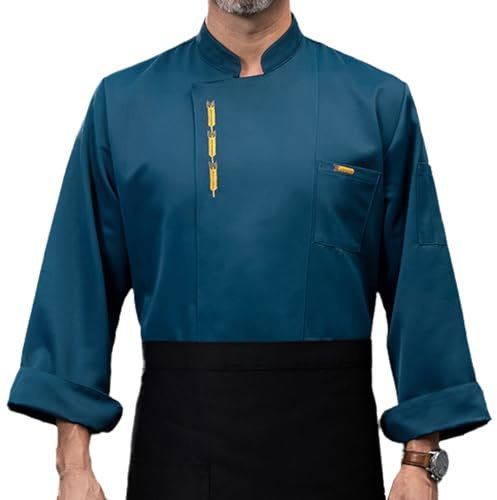 GoldeneAmeisen Kochjacke Damen,Kochjacke Langarm Unisex,Kochbekleidung Professionelle,Berufsbekleidung Kochs Herren,BäCkerjacke Mit DruckknöPfen,Stehkragen,FüR Hotel,KüChe,Gastronomie