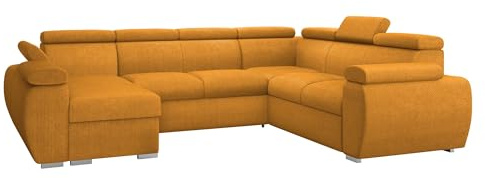 Mirjan24 Ecksofa Boston U mit Bettkasten und Schlaffunktion, Eckcouch, Polsterecke mit Einstellbare Kopfstützen, U-Form Sofa, Wohnlandschaft (Flow 10, Seite: Links, LC+2p+R+2r)