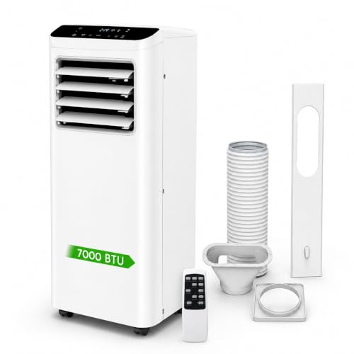 Climatiseur Mobile 7000 BTU (2 kW) - Climatisation, Ventilation & Déshumidification - Télécommande, Minuterie 24h, Mode Nuit, Kit Fenêtre Inclus, Gaz R290, Classe Énergétique A - 15 à 20 m²