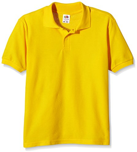 Fruit of the Loom Unisex Kids 65/35 Short Sleeve Polo Shirt, Sunflower, 3-4 Years (Manufacturer Size:22) - B