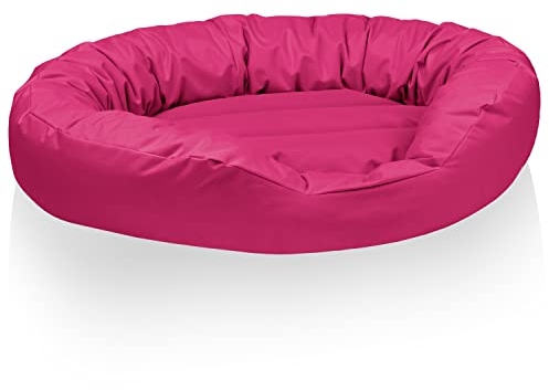 BedDog® Hundebett Sunny, großes Hundekörbchen aus Cordura, waschbares Hundebett mit Rand, Hundekissen oval-rund, für drinnen und draußen, XL, PINKI, pink