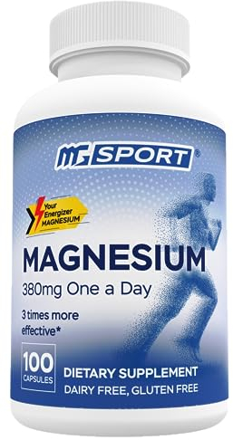 Magnesium Supplement Complex MGSPORT - High Absorption with Vitamins B6, D, E - Relieves Leg Cramps, Muscle Support & tensed Muscles 100 Servings