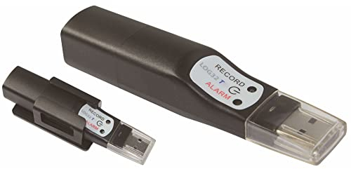 TFA Dostmann Log32 T Datenlogger für Temperatur, 31.1055, Speicher für 60.000 Datensätze, L 22 (30) x B 21 (28) x H 102 mm, Schwarz