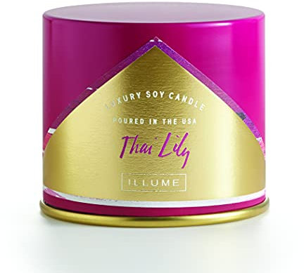 Illume Thai Lily Large Vanity Tin Candle, 11.8 oz Kerze, Sojawachs Dose, hot pink, 11