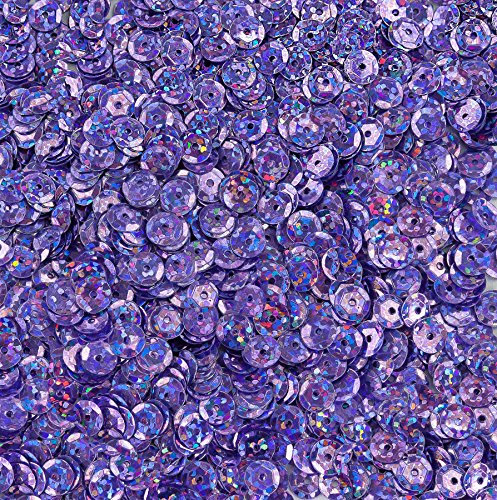 1400 Pailletten - Ø 6mm - Riesige Auswahl an Farben (Lila Glitzereffekt)