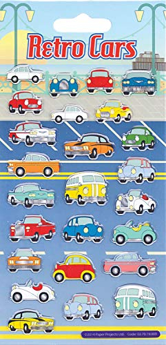 Paper Projects 01.70.19.009 Retro Cars Kidscraft Aufkleber-Set aus Kunstharz