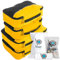 bago 7 Stück Packwürfel für Reisen – 4 Packwürfel mit 3 Druckverschlussbeuteln – Reisewürfel für maximalen Stauraum, sparen Sie Zeit und Mühe beim Packen – Happy Traveling, gelb, 4pcs Set