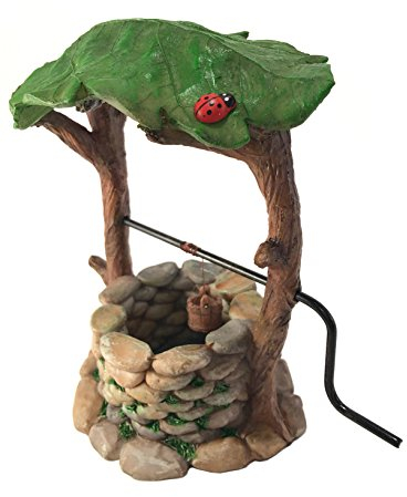 GlitZGlam Puits aux Souhaits Miniature avec Poignée Mobile et Seau d’Eau pour Nains de Jardin - Accessoire Jardin Féerique