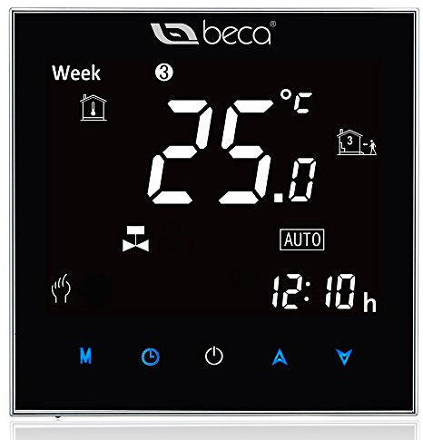 BECA, termostato per riscaldamento, controllo con schermo tattile LCD 3/16 A wireless, termostato da camera programmabile, 220.00 voltsV
