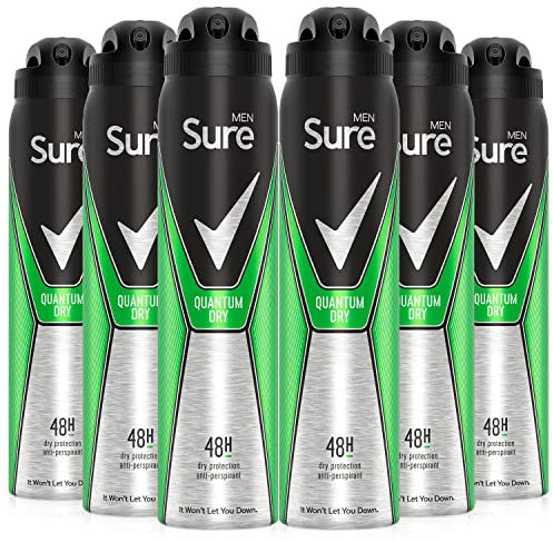 Sure Quantum Herren Anti-Transpirant Deodorant, 250 ml, 6 Stück