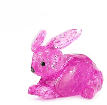 Momola 3D Cristal Puzzle Mignon Lapin modèle DIY Gadget Blocs Construction Jouet Cadeau Collection (Rose Chaud)