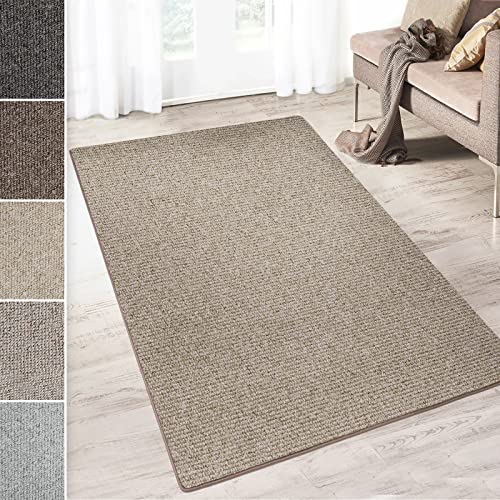casa pura Teppich Läufer Carlton | Flachgewebe dezent Gemustert | Teppichläufer in vielen Größen | als Küchenläufer, Flurläufer (Beige - 66x400 cm)