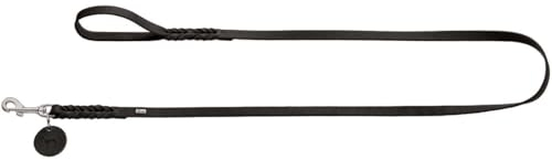 HUNTER Hundeführleine SOLID EDUCATION, Farbe: schwarz, Leder, geflochten, robust, weich, Handschlaufe, Größe: 16/150