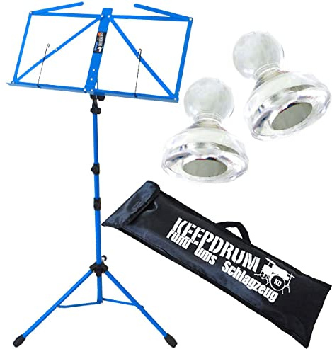 keepdrum MUS3BL Notenständer Blau + Tasche + 2 Magnete