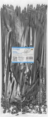 DONAU TECH Kabelbinder 100 Stück / 400 x 8,8 mm/Schwarz/Verstellbar, zum Organisieren von Kabeln/Cable Ties/UV Beständig Temperaturbeständig