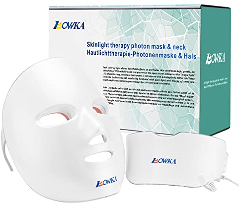 BOWKA LED Photonentherapie Maske wiederaufladbar 7 in 1 Schönheit Gesichtsmaske für Gesicht Hals Anti-falten Akne Entfernung Hautverjüngung Poren schrumpfen Ölige Haut verbessern Haut straffen