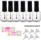 Transparent Clear Empty Nail Polish Bottles - with Dupont Brushes - Set of 6 - Also Includes 6X Plastic Funnels, 12x Mixing Balls and 20x Sticker Labels - for Making Your Own Nail Polish