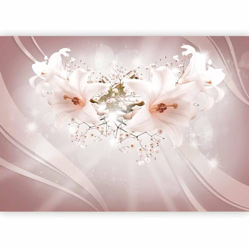 murando - Papier peint panoramique nature 400x280 cm - Revêtement mural décoration pour chambre salon - Design unique et moderne - Marron rose - Lueur fleurs lys nature plantes b-C-0587-a-a