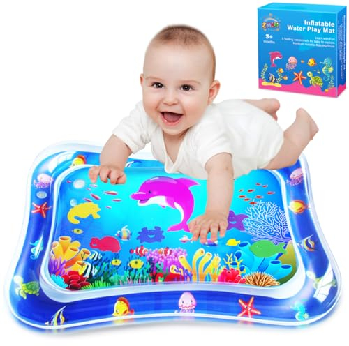 ZMLM Alfombra de agua para bebé – Alfombra inflable para bebés de 3 a 6 a 9 meses recién nacidos, niños y niñas, perfecto para centros de actividad en interiores, regalo divertido