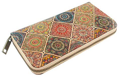 boshiho Porte - Monnaie en liège pour Femmes, Vegan Porte - Monnaie pour Femmes RFID Block Grande capacité Zip Long Wallet, Cadeau pour Femme avec boîte - Cadeau