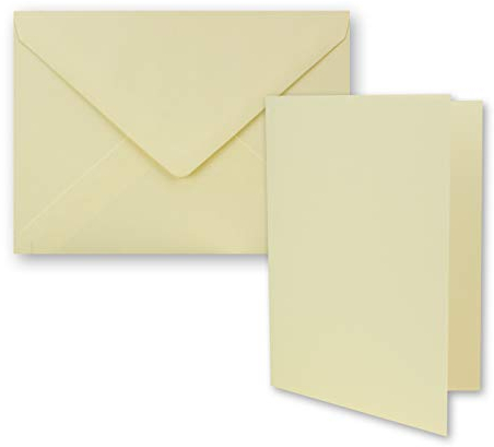 FarbenFroh by GUSTAV NEUSER 50x Faltkarten-Set DIN A7-10,5 x 7,4 cm - mit Umschlägen DIN C7 in Vanille - Kleine Doppelkarten blanko zum Selbstgestalten und Bedrucken