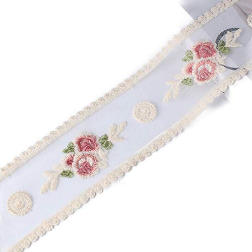 Spitzenbordüre, zartes Baumwoll-Stickband für Hochzeit/Brautdekoration, DIY Handwerk Nähen Heimdekoration, 9,1 m (beige)